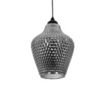 GLOBOSTAR® SKLO 206-0024 Μοντέρνο Κρεμαστό Φωτιστικό Οροφής με Ντουί 1 x E27 AC 220-240V IP20 - Μαύρο Φιμέ - Μ22 x Π22 x Υ31cm - Image 2