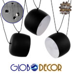 GLOBOSTAR® JASPER 01375 Μοντέρνο Κρεμαστό Φωτιστικό Οροφής με Ντουί 3 x E27 AC 220-240V IP20 - Μαύρο & Λευκό - Μ85 x Π40 x Υ50cm - Σετ 3 Τεμαχίων